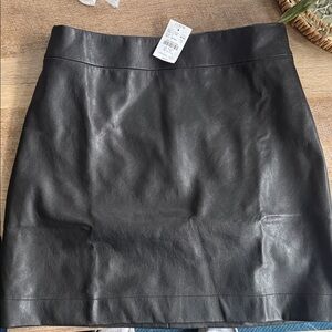 J. Crew Black Leather Mini Skirt